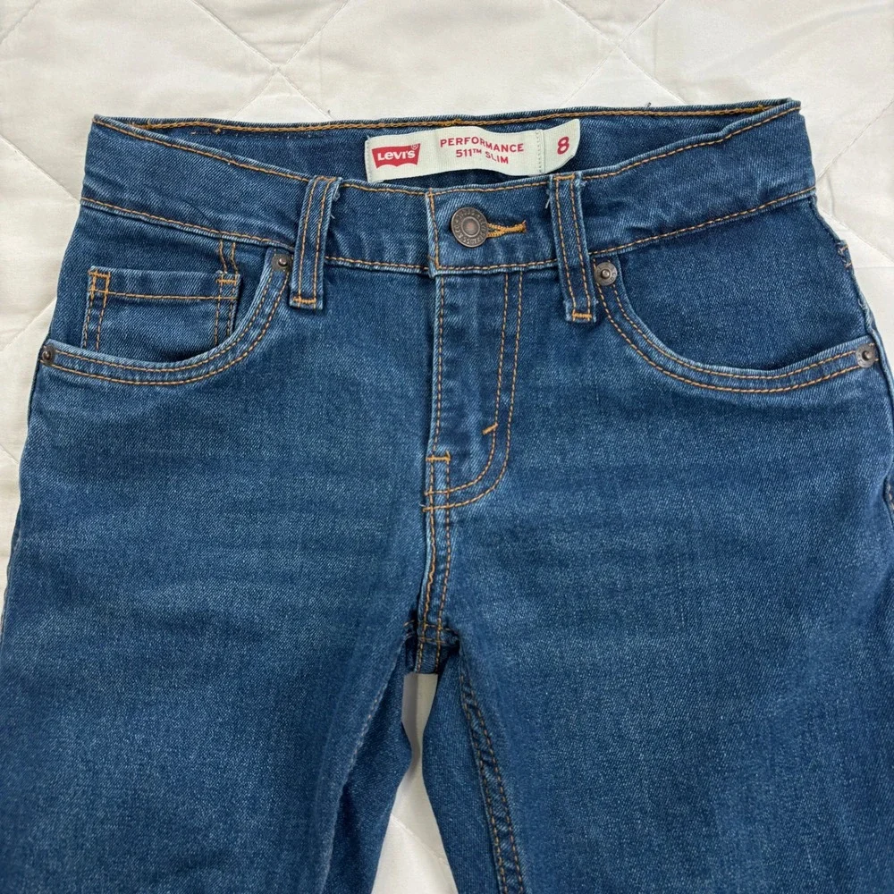 Levi's 511 Slim Boys Jeans‎ Size 8 Performance Stretch Blue Denim